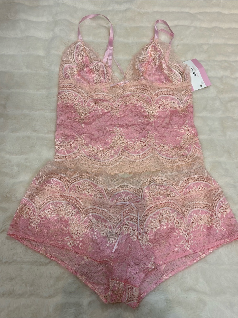 Pink Lace Chemise set handmade